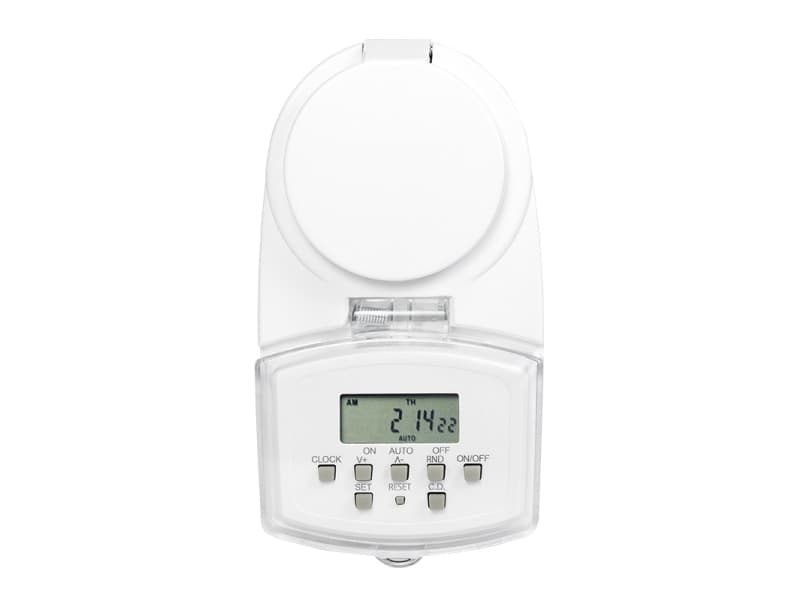 LogiLink ET0008, Päivä-/viikkoajastin, Valkoinen, Digitaalinen, LED, Painikkeet, IP44