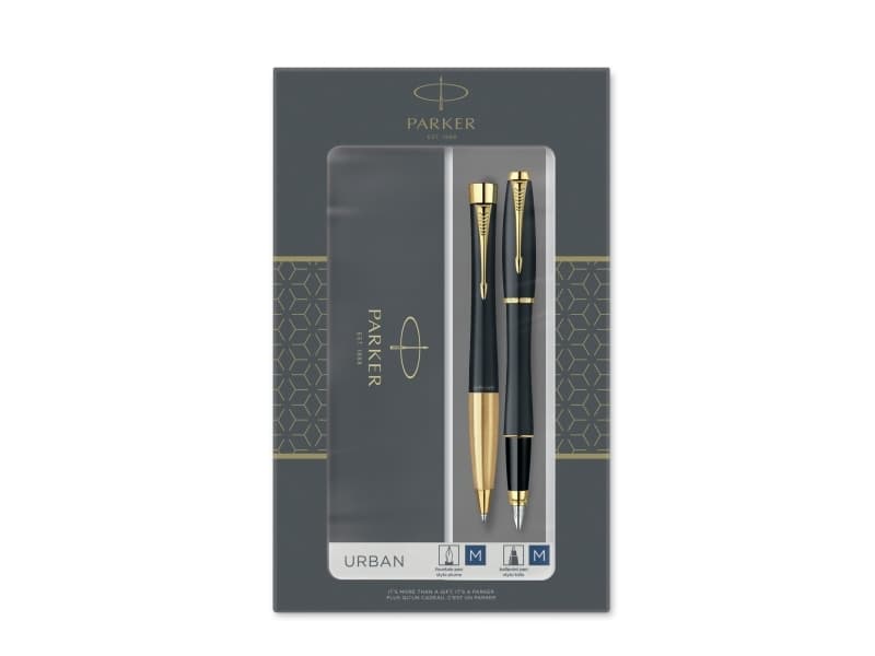 Parker 2093381, Musta, Kulta, 2 kpl, Kuulakärkikynä + mustekynä