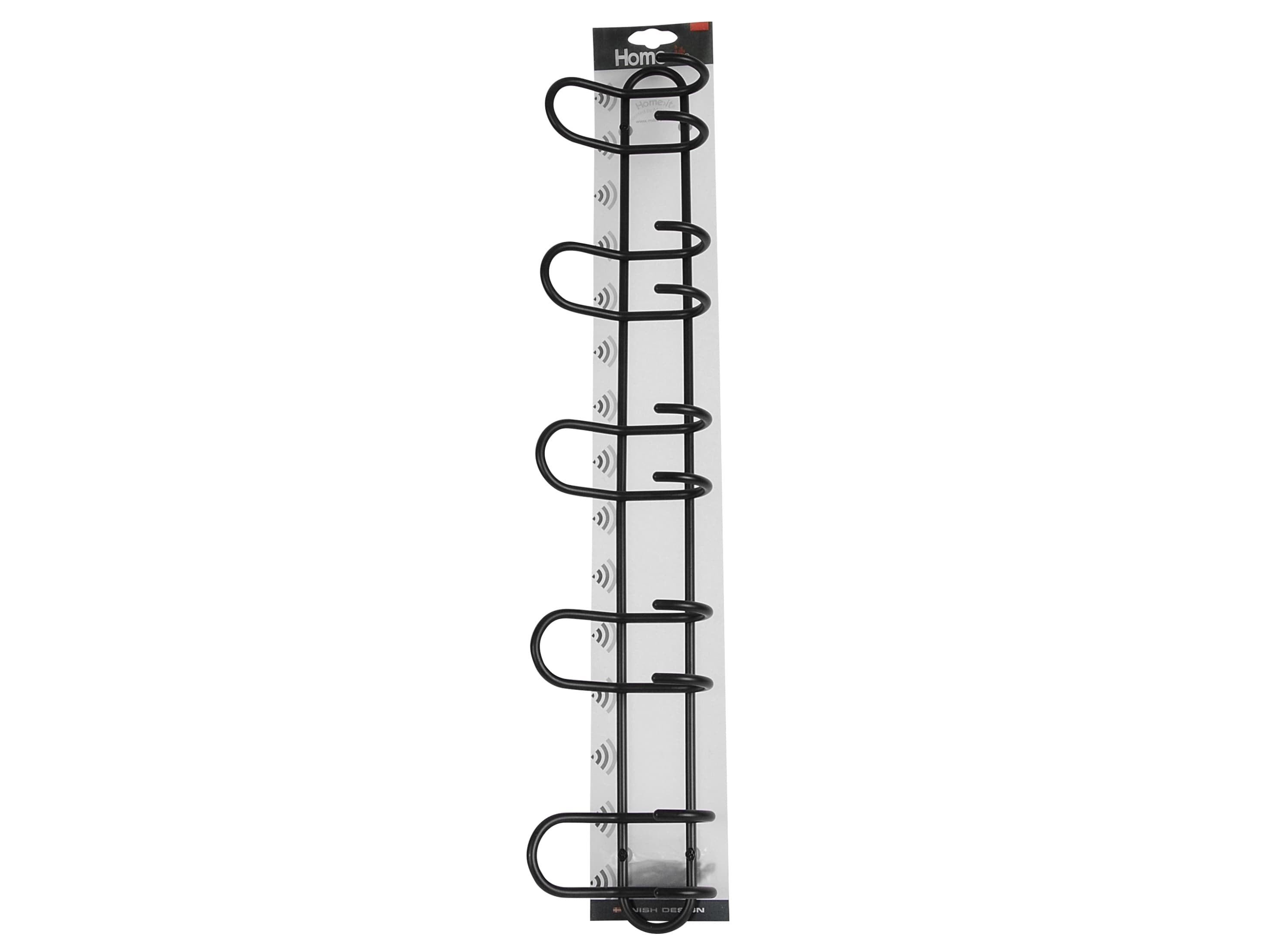 Home&gt it® vaateteline, jossa 5 takkikoukkua Ø8 mm x 68,5×6,5 x 13 cm musta