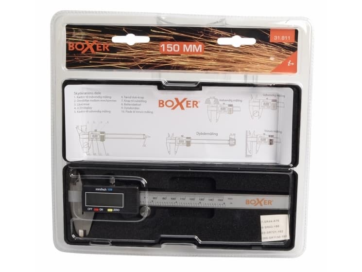 Boxer® digitaalinen laskutikku LCD-näytöllä 0 - 150 mm ruostumatonta terästä