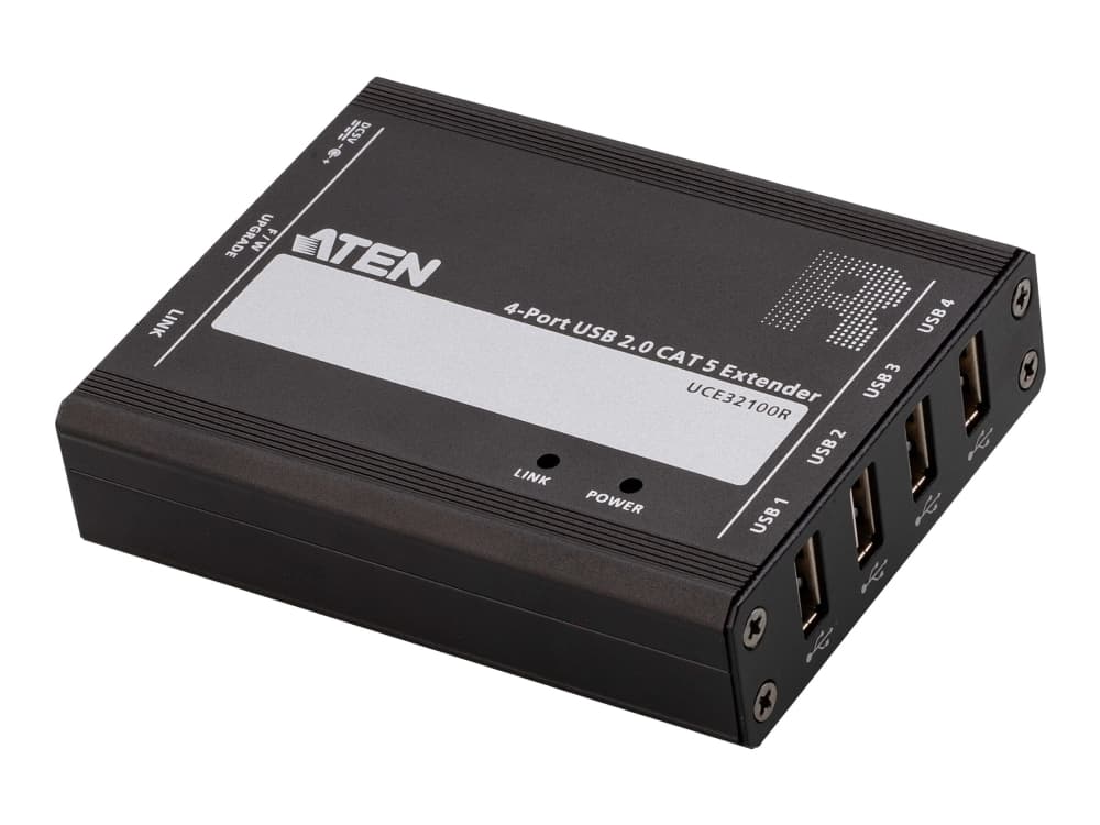 ATEN UCE32100-AT-G, Lähetin & vastaanotin, Langallinen, 100 m, Cat5, Musta, Metalli
