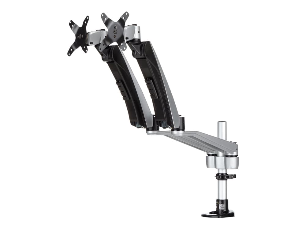 StarTech.com ARMDUAL30, Puristin, 18 kg, 76,2 cm (30), 100 x 100 mm, Korkeudensäätö, Musta, Hopea