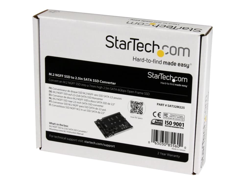 StarTech.com SAT32M225, SATA, M.2, Vihreä, CE, FCC, 6 Gbit/s, -40 - 85 °C