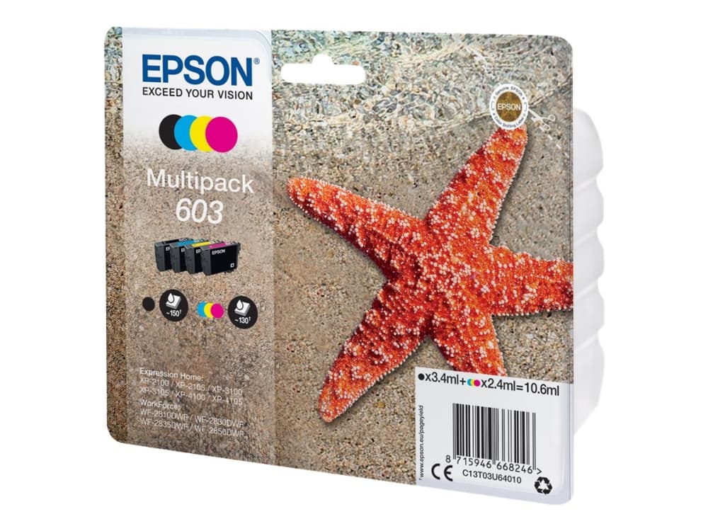 Epson Multipack 4-colours 603 Ink, Perusvärintuotto, 3,4 ml, 2,4 ml, 150 sivua, 1 kpl, Monipakkaus