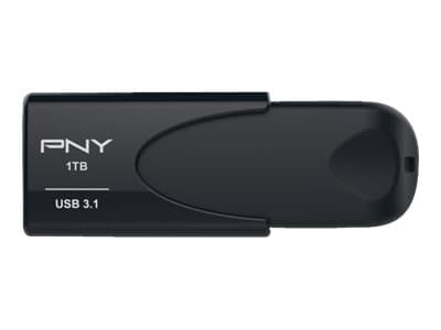 PNY Attaché 4, 1000 GB, USB A-tyyppi, 3.2 Gen 1 (3.1 Gen 1), 80 MB/s, Liuku, Musta