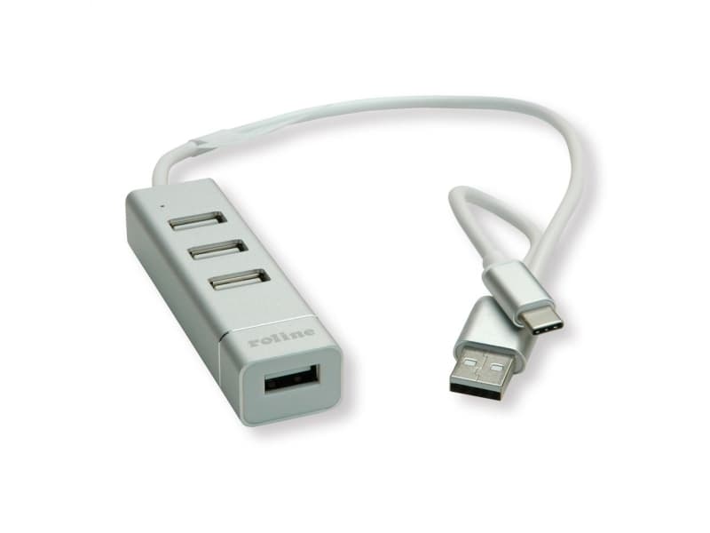 ROLINE 14.02.5037, USB 2.0, USB 2.0, 480 Mbit/s, Hopea, Valkoinen, Alumiini, 24 mm