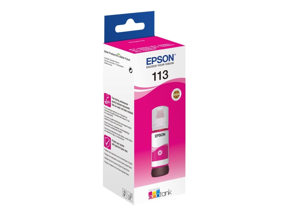 Epson 113 EcoTank Pigment Magenta ink bottle, Magenta, Epson, Ecotank ET-5880, EcoTank ET-5850, EcoTank ET-5800, EcoTank ET-16650, EcoTank ET-16600, 6000 sivua, 70 ml, Pigment