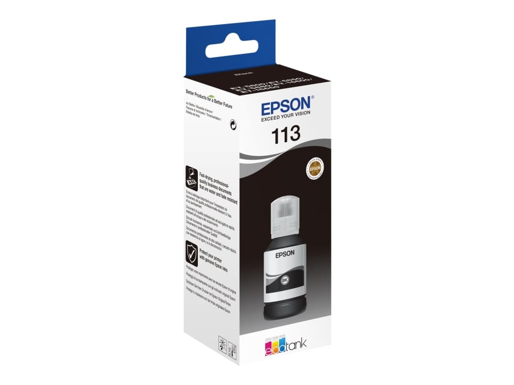 Epson 113 EcoTank Pigment Black ink bottle, Musta, Epson, Ecotank ET-5880, EcoTank ET-5850, EcoTank ET-5800, EcoTank ET-16650, EcoTank ET-16600, 7500 sivua, 127 ml, Pigment