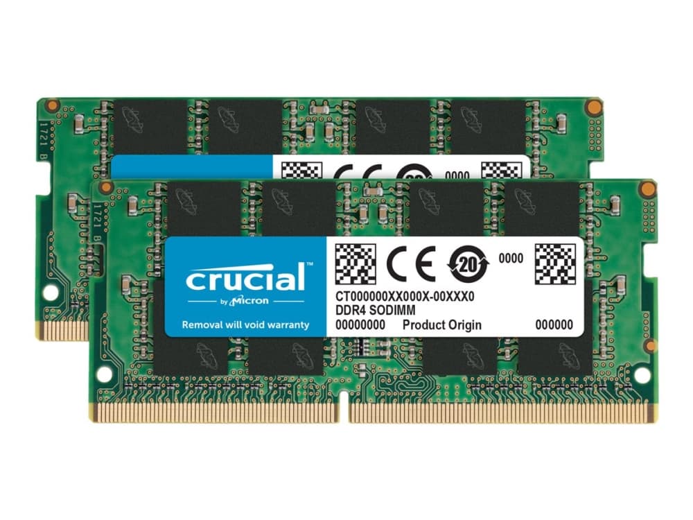 Crucial - DDR4 - sarja - 64 Gt: 2 x 32 Gt - SO DIMM 260-PIN - 3200 MHz / PC4-25600 - CL22 - 1,2 V - puskuroimaton - ei-ECC-ominaisuus