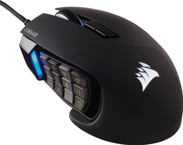 Corsair Scimitar RGB Elite, Oikeakätinen, Optinen, USB A-tyyppi, 18000 DPI, Musta