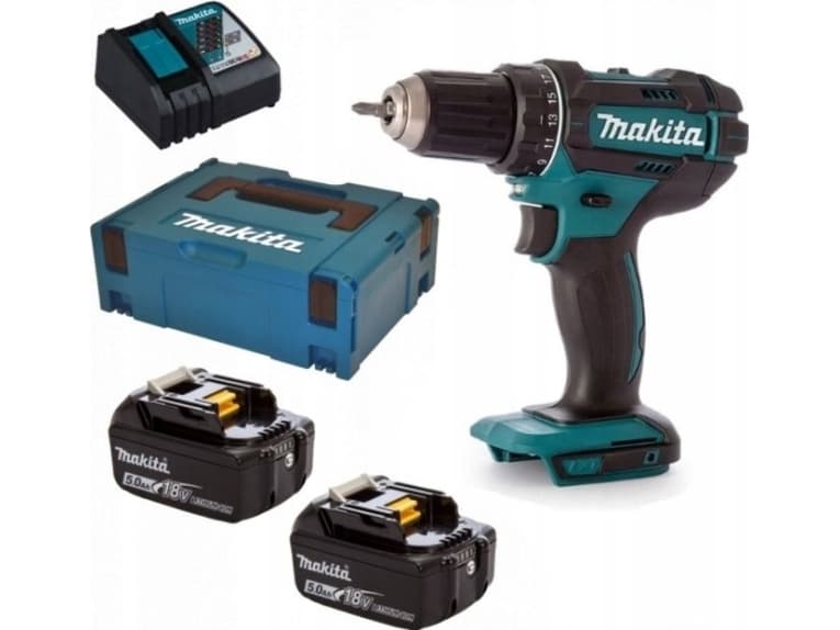 Makita DDF482RTJ, Akkuruuvinväännin, Pistoolikahva, 1/2, Musta, Sininen, Ripustinkoukku, 1900 RPM