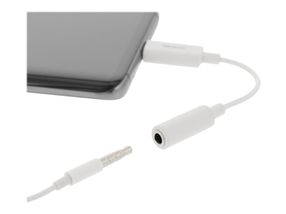 Deltaco USBC-1145, Valkoinen, USB C, 3.5mm, 0,11 m, Uros, Naaras