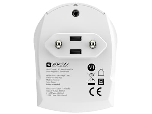 SKROSS Euro USB-laturi 2x tyyppi A matkasovitin 1302421