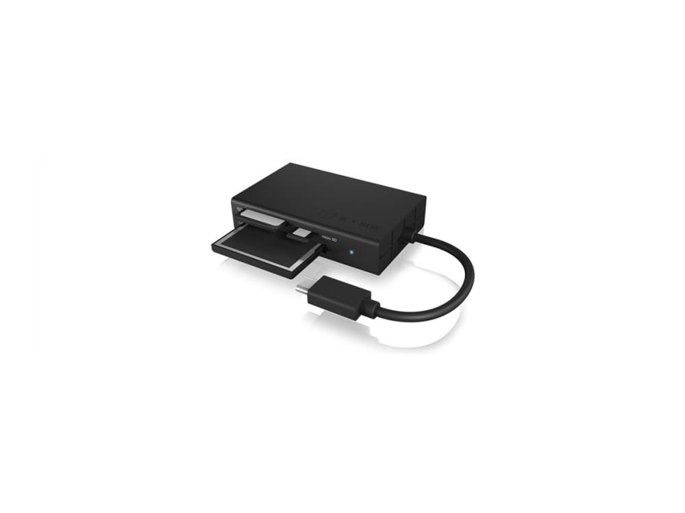 ICY BOX IB-CR401-C3 - Kortinlukija (SD, CF, microSD, microSD, microSDHC, SDXC, microSDXC, SDHC UHS-I, SDXC UHS-I, microSDHC UHS-I, microSDXC UHS-I, SDHC UHS-I, SDHC UHS-I, SDHC UHS-II, SDHC UHS-II, CF UDMA, microSDHC UHDMA, microSDHC UHS-II, microSDXC UHS-II) - USB-C