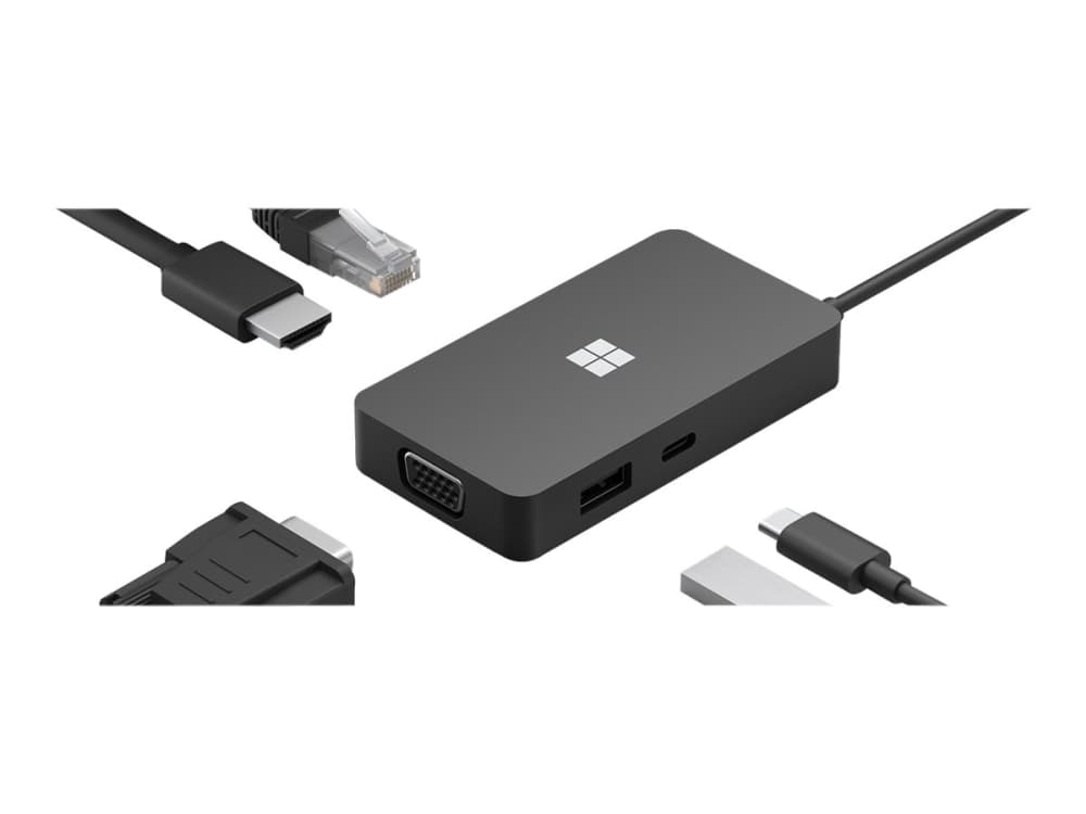 Microsoft USB-C Travel Hub - telakointiasema - USB-C - VGA, HDMI - GigE - kaupciel - kaupallinen