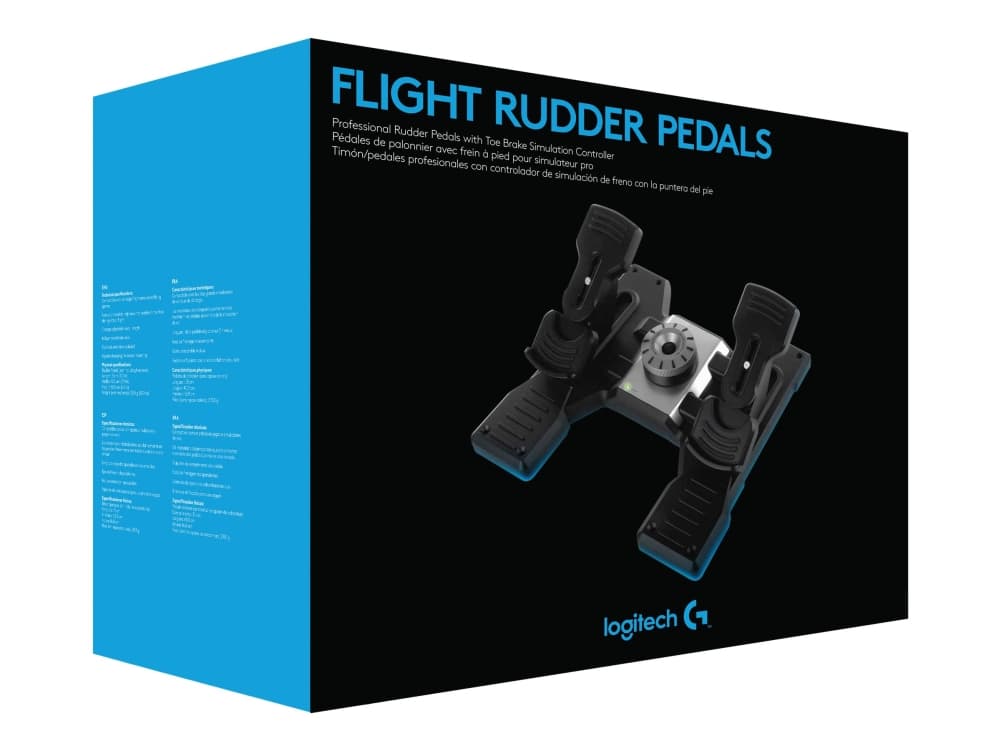 Logitech G Flight Rudder Pedals, Lentosimulaattori, PC, Analoginen/Digitaalinen, Langallinen, USB 2.0, Musta, Hopea