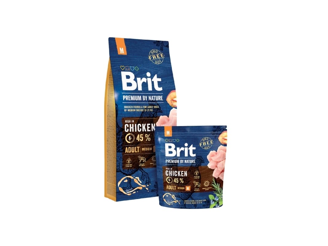 Brit Premium by Nature Adult M - kuivaruoka koirille - omena, kana, maissi 15 kg