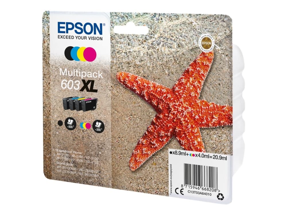 Epson Multipack 4-colours 603XL Ink, Korkea (XL) värintuotto, 8,9 ml, 4 ml, 1 kpl, Monipakkaus