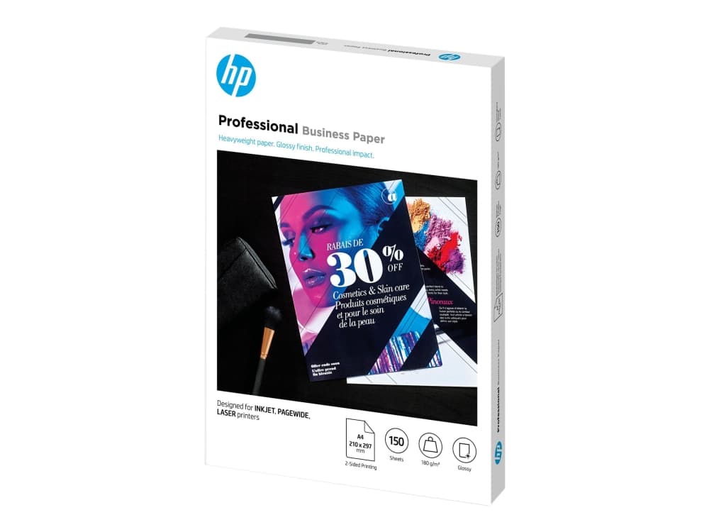 HP Professional Business -paperi, kiiltävä, 180 g/m2, A4 (210 x 297 mm), 150 arkkia, Universaali, A4 (210x297 mm), Kiilto, 150 arkkia, 180 g/m², Valkoinen