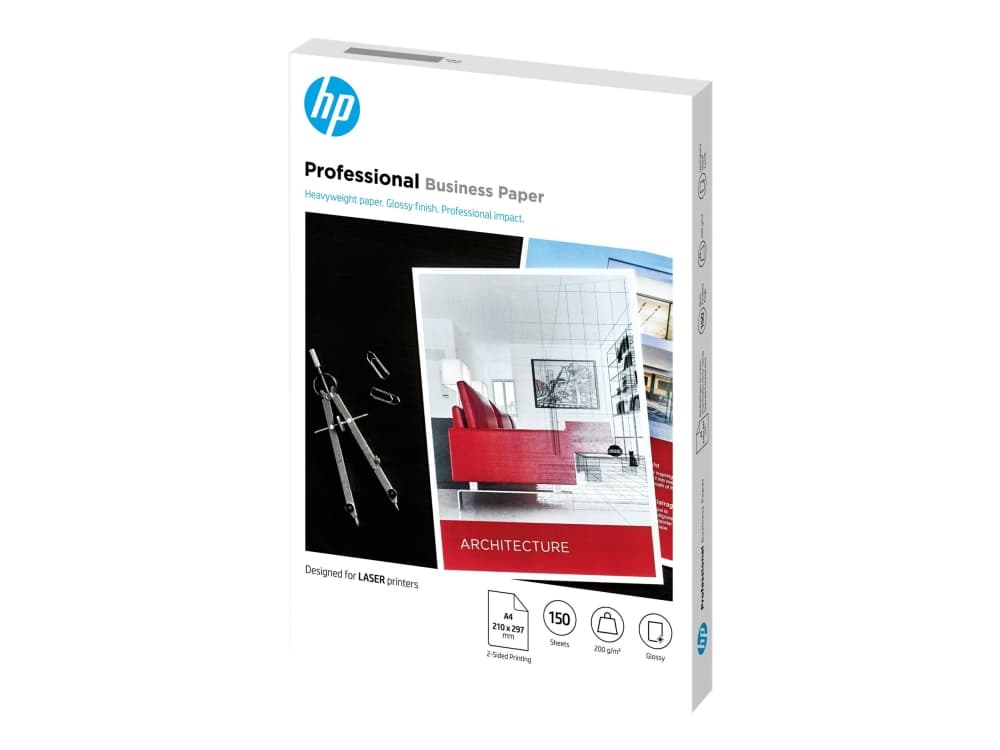 HP Professional Business -paperi, kiiltävä, 200 g/m2, A4 (210 x 297 mm), 150 arkkia, Lasertulostus, A4 (210x297 mm), Kiilto, 150 arkkia, 200 g/m², Valkoinen