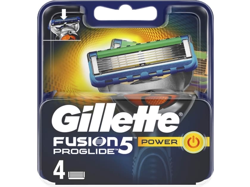 Gillette Fusion ProGlide Power, Miesten, Gillette, Fusion5 & Fusion5 Power razors, Sininen, Hopea, 4 kpl