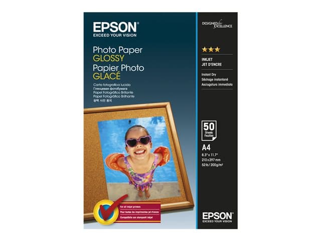 Epson Photo Paper Glossy - A4 - 50 Arkkia, Kiilto, 200 g/m², A4, 50 arkkia, - WorkForce WF-7610DWF - WorkForce WF-7110DTW - WorkForce WF-3620DWF - WorkForce WF-2750DWF -..., 1 kpl