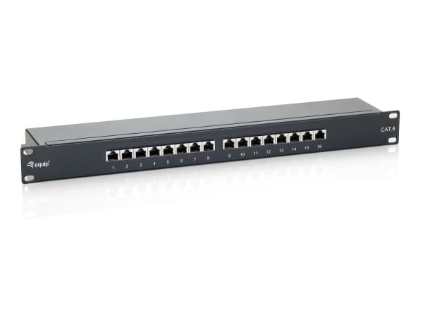 Equip 326416, RJ-45, Kulta, Cat6, Musta, Telinekiinnitys, 1U