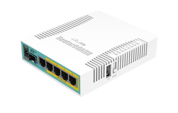 MikroTik RB960PGS hEX PoE L4 128MB RAM 5xLAN 1xSFP 1xUSB-portti 2-5PoE-lähtö 2-5PoE-ulostulo