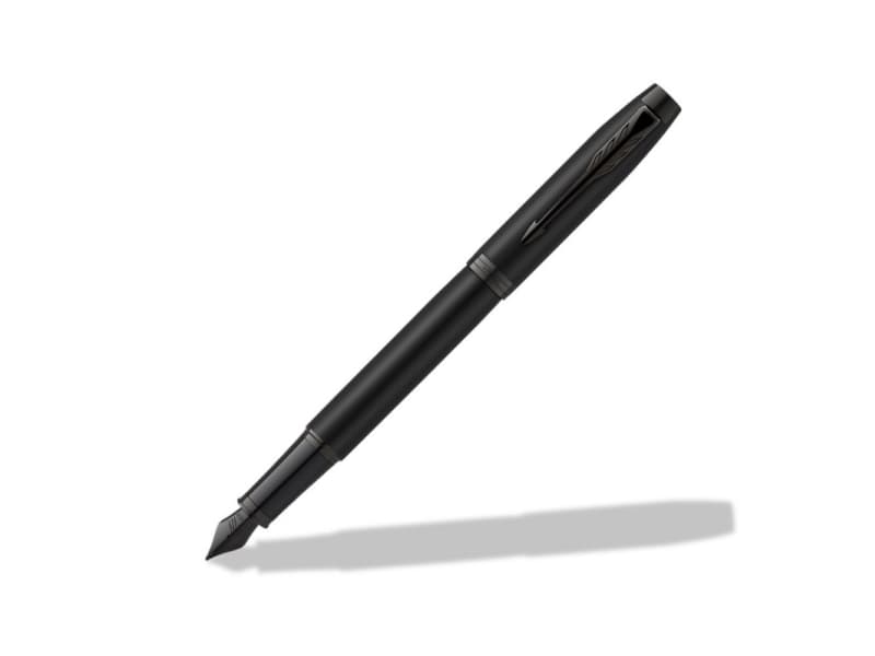 Parker IM Achromatic, Musta, Patruunatäyttöjärjestelmä, Sininen, Pyöreä kärki, Ruostumaton teräs, Hienojakoinen