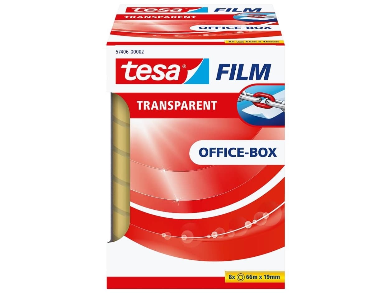 TESA 57406-00002-01, 66 m, Läpinäkyvä, Vahva, 19 mm, 8 kpl