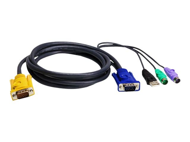 ATEN 2L-5302UP - Kabel til tastatur / video / mus (KVM) - USB, PS/2, HD-15 (VGA) (han) til 18 pin SPHD (han) - 1,8 m