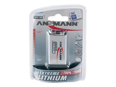Ansmann 9V E-Block, Kertakäyttöinen akku, Litium, 10,8 V, 1 kpl, Hopea, 120 mm
