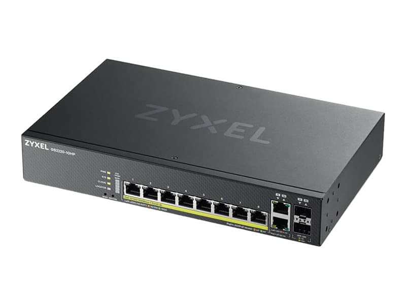 Zyxel GS2220-10HP-EU0101F, Hallittu, L2, Gigabit Ethernet (10/100/1000), Power over Ethernet -tuki, Telineasennus