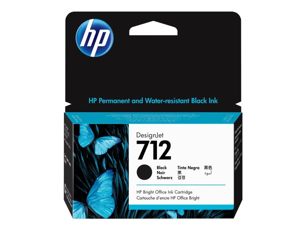 HP 712 musta DesignJet -mustepatruuna, 38 ml, Perusvärintuotto, Väriainepohjainen muste, 38 ml, 1 kpl, Kertapakkaus