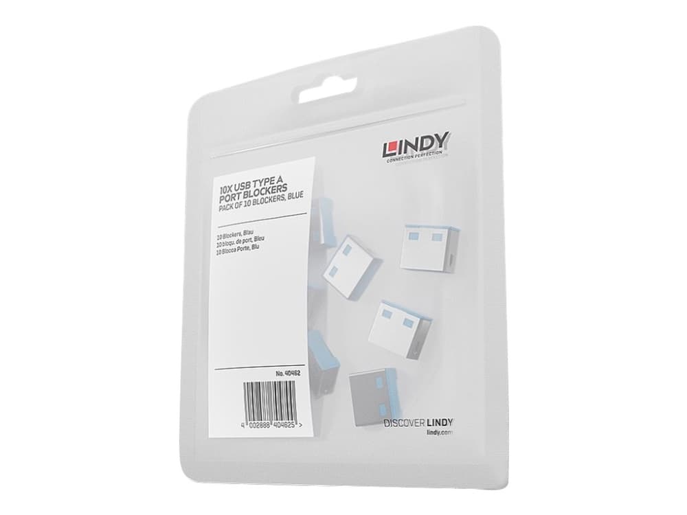 Lindy 40462, Portin lukitsin, USB A-tyyppi, Sininen, Akryylinitriilibutadieenistyreeni (ABS), 10 kpl, Muovipussi