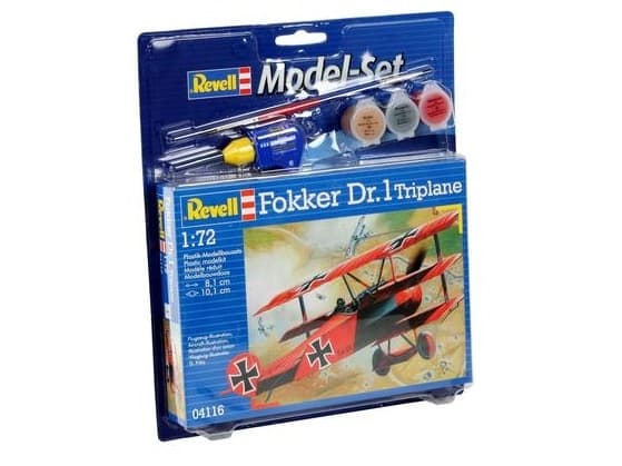 Revell Fokker DR.1 Triplane, Pienoismallikiinteäsiipinen ilma-alus, Kokoamispakkaus, 1:72, Fokker Dr.I, Muovi, First World War