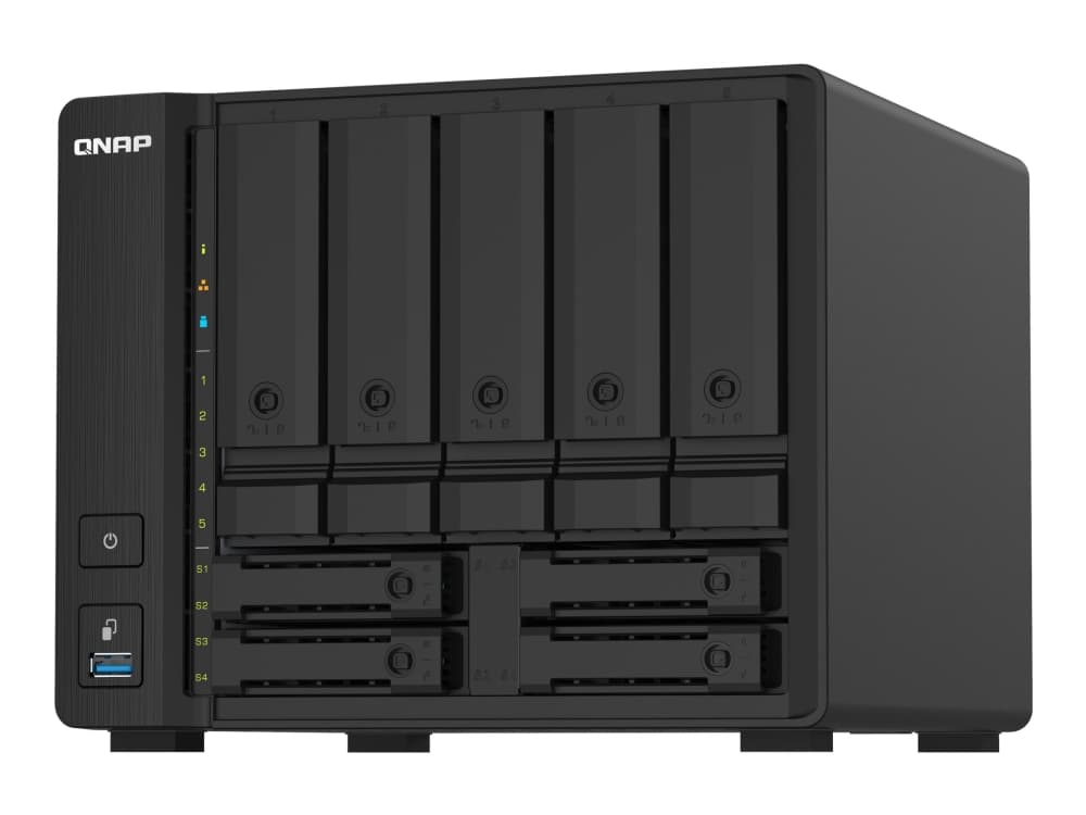 QNAP TS-932PX - NAS-palvelin - 9 lokeroa - SATA 6Gb/s - RAID 0, 1, 5, 6, 10, 50, JBOD, 5 hot spare, 6 hot spare, 60, 50 hot spare, 10 hot reserve, 1 hot spare, 60 hot spare - RAM 4 GB - Gigabit Ethernet / 2.5 Gigabit Ethernet / 10 Gigabit Ethernet - iSCSI-tuki