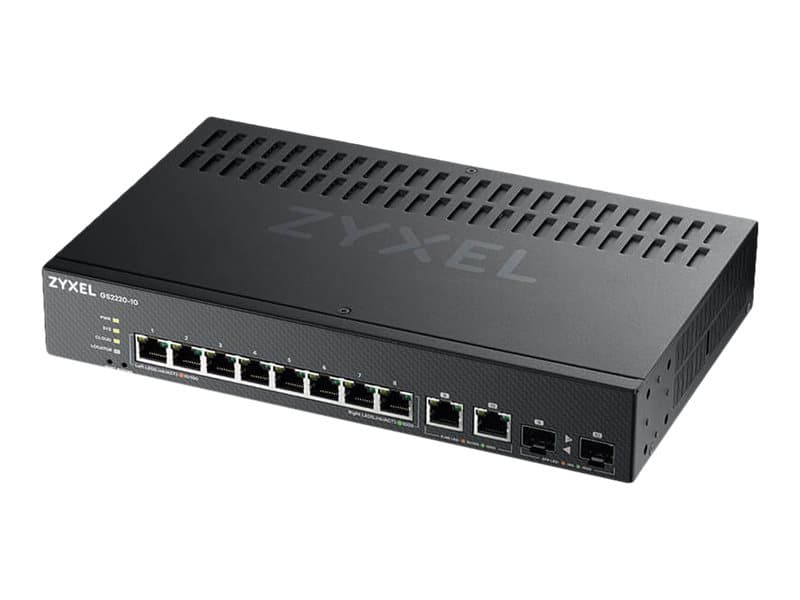 Zyxel GS2220-10 - Kytkin - Hallittu - 8 x 10/100/1000 + 2 x combo Gigabit SFP - jalusta-asennettava, seinäasennettava