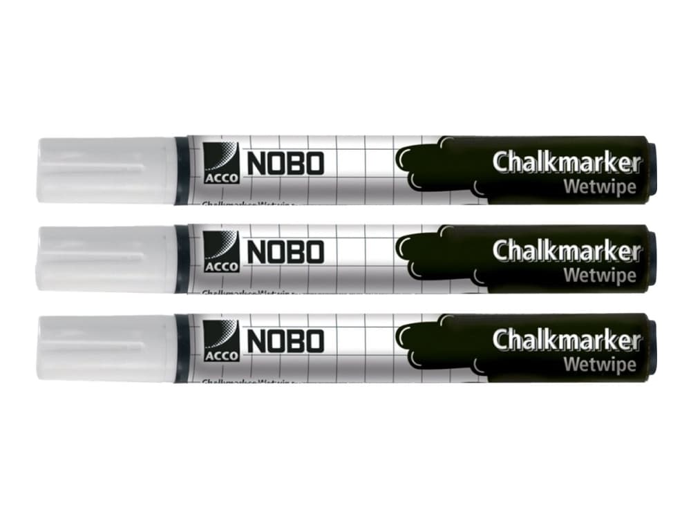 Nobo liituhuopakynä valkoinen (3 kpl), 3 kpl, Valkoinen
