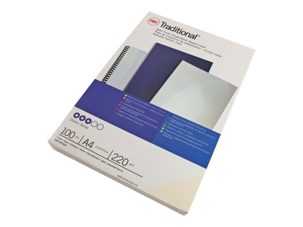 GBC Sidontakansi A4 Plain 250 gsm valkoinen, A4, Kartonki, Valkoinen, Matta, 100 arkkia, 2,2 kg