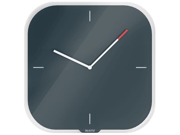 Leitz 90170089, Seinä, Quartz clock, Neliö, Musta, Lasi, Aikuiset