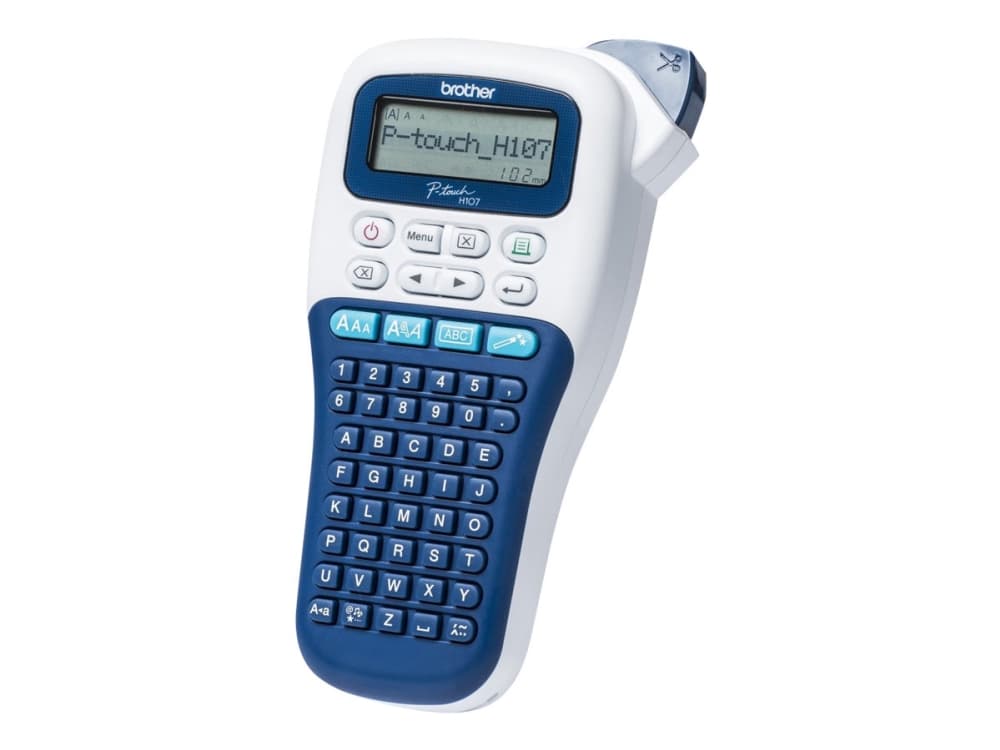 Brother PT-H107B, ABC, TZe, Lämpösiirto, 180 x 180 DPI, 20 mm/s, Sininen, Valkoinen