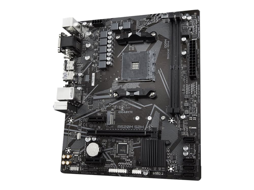 Gigabyte A520M S2H - 1.0 - emolevy - micro-ATX - Socket AM4 - AMD A520 piirisarja - USB 3.2 Gen 1 - Gigabit LAN - sisäinen grafiikka (CPU tarvitaan) - HD Audio (8-kanavainen)