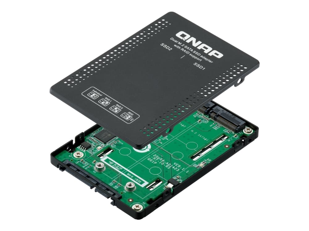 QNAP QDA-A2MAR - Sisäinen RAID-laite - 2,5 2 x M.2:lle - RAID 0, 1, JBOD - SATA 6Gb/s
