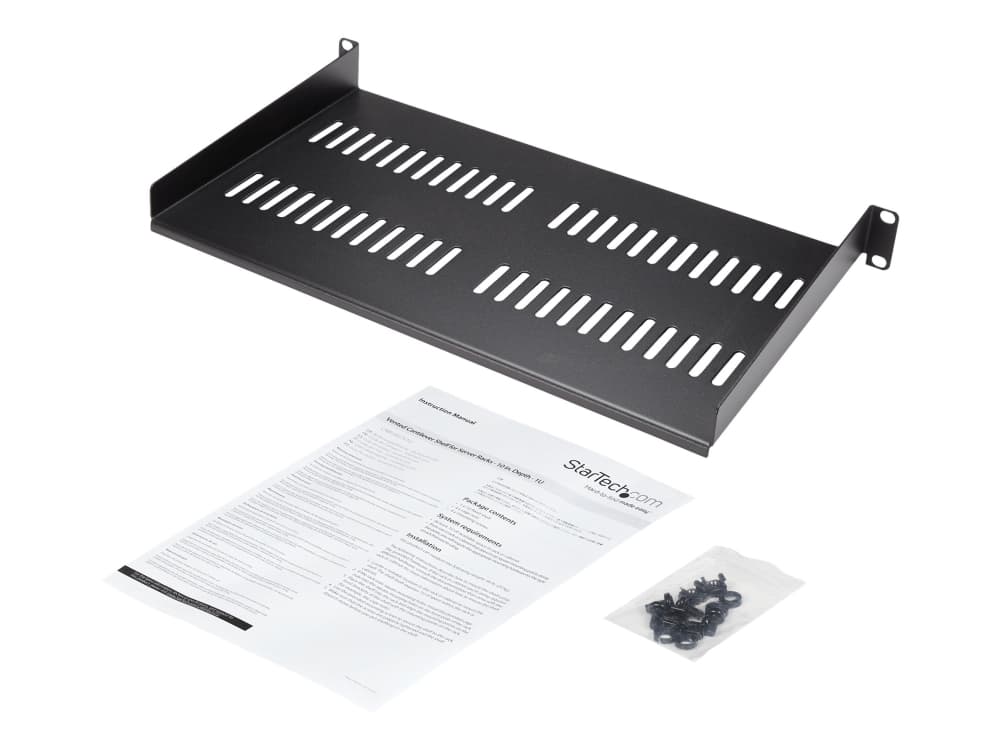 StarTech.com CABSHELFV1U, Kehikon hylly, Terästä, Musta, 1 kpl, 1,8 kg