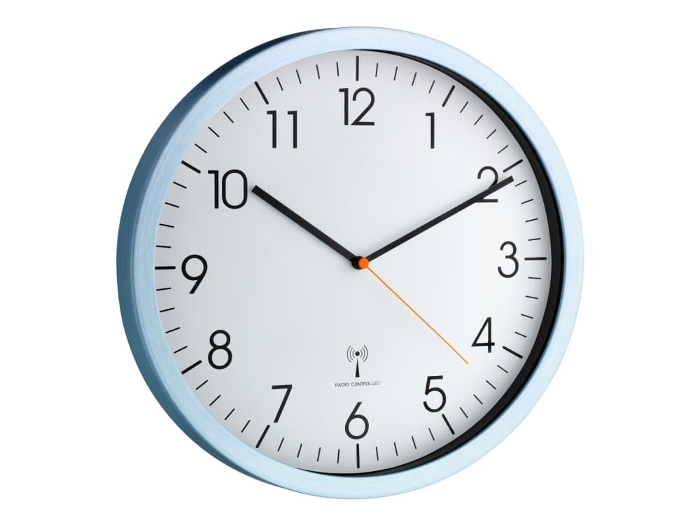 TFA-Dostmann 60.3517, Seinä, Digital clock, Ympyrä, Sininen, Valkoinen, Alumiini, Lasi