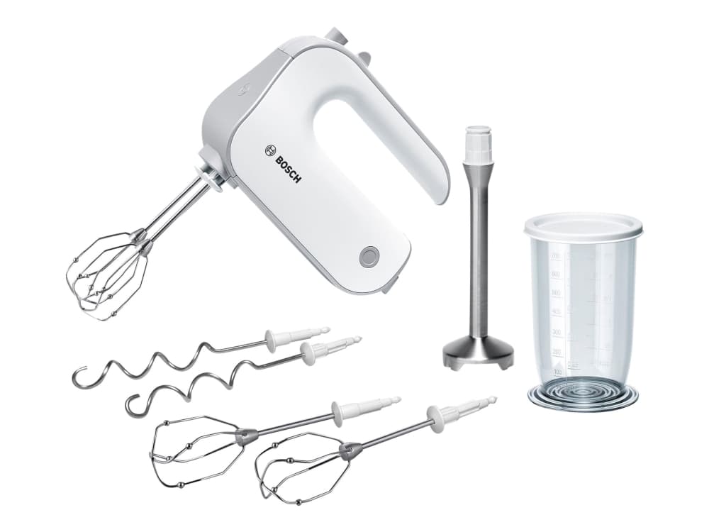 Bosch MFQ4075DE, Käsisekoitin, Hopea, Valkoinen, Vaivaus, Sekoitus, 1,4 m, Muovi, 550 W