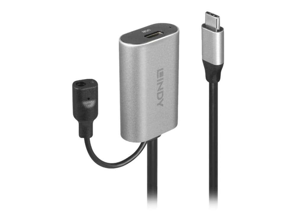 Lindy Active Extension Cable - USB-jatkokaapeli - USB-C (han) til DC-stik, USB-C (hun) - Thunderbolt 3 / USB 3.0 / USB 3.1 Gen 1 - 5 m - aktiivinen - lajittelu - lajittelu