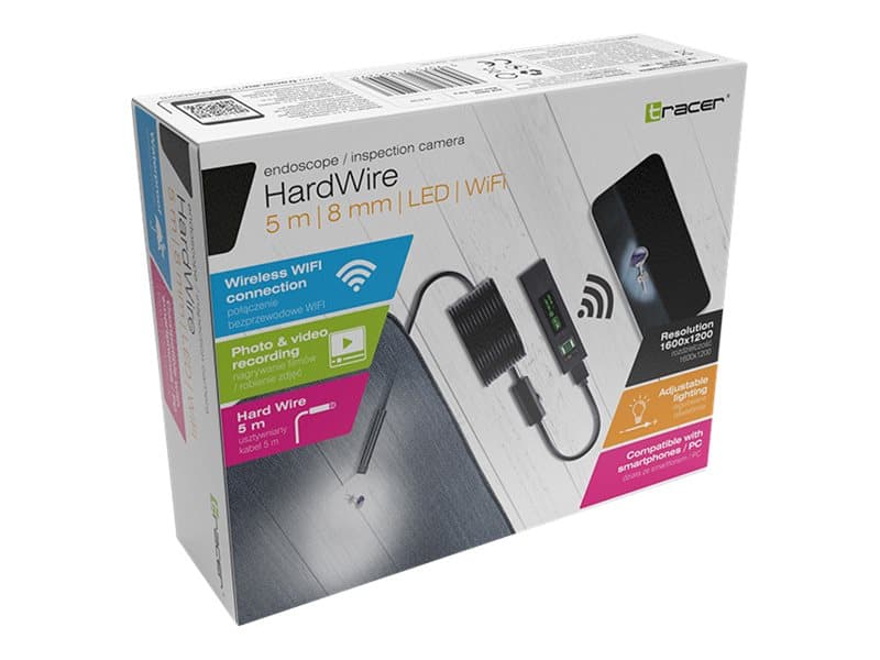 Tracer HardWire - Endoskooppi - kannettava - vedenpitävä - väri - 1600 x 1200 - langaton - WiFi - USB - AVI