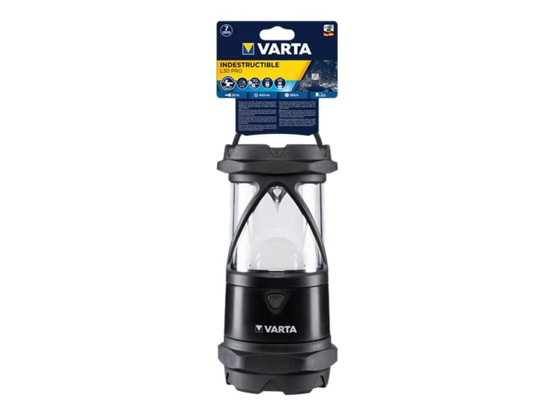 Varta INDESTRUCTIBLE L30 PRO, Käsikokoinen taskulamppu, Musta, Läpinäkyvä, 4 m, IP67, LED, 450 lm